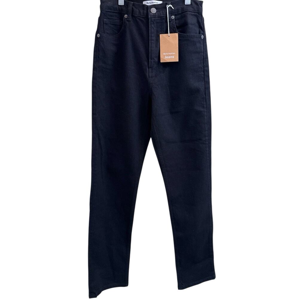 Reformation Liza Ultra High Rise Straight Jeans Black Size 26 NWT